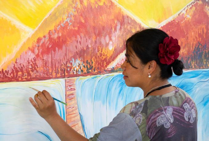 Evelyn Morán Cojoc’s Maya Mural Illuminates Grandmother Earth’s Rich Gifts at Smithsonian Festival